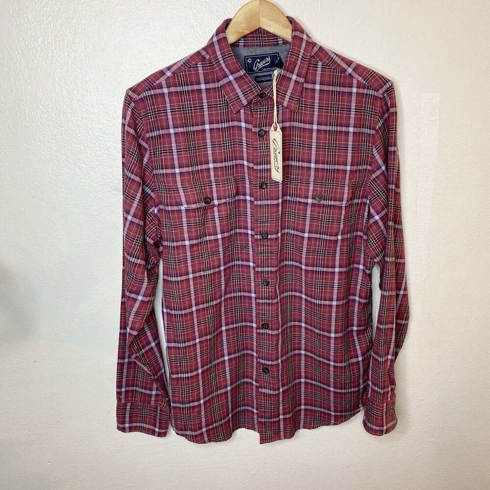 New Grayers Red Plaid Long Sleeve Button Up Cotton Spandex Outdoor Mens Small‎